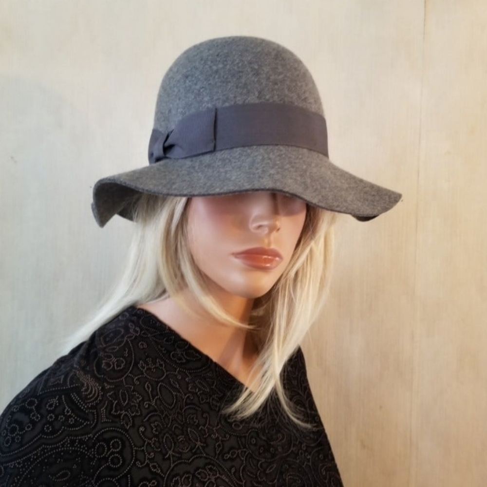 Gray Wool Floppy Brimmed Hat Everyday Hat Boho Church Hat